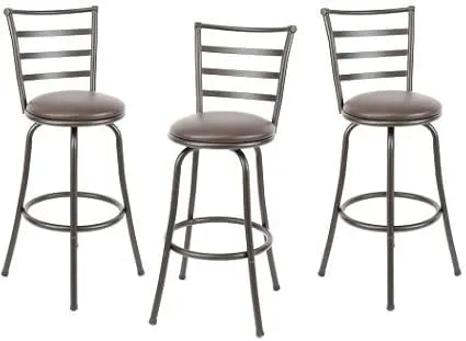 Mainstays Adjustable-Height Swivel Barstool, Hammered Bronze Finish, Set of 3 - Brown