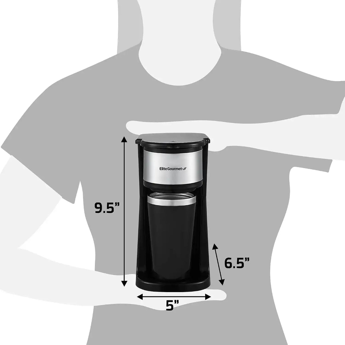 Elite Gourmet EHC-112B Personal Single-Serve Compact Coffee Maker, Black