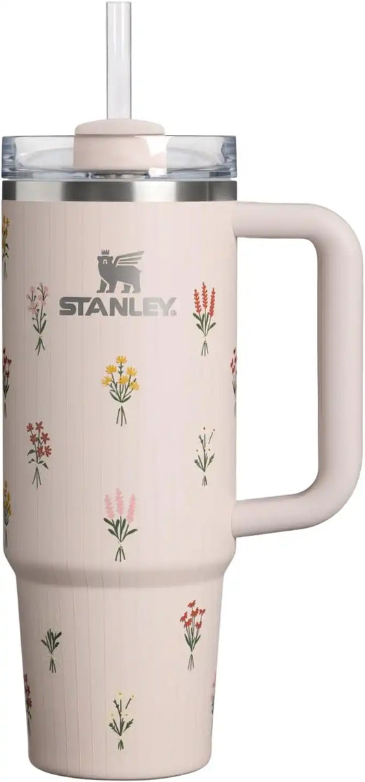 STANLEY Quencher H2.0 Flow State Tumbler, 30 oz, Rose Quartz Bouquets