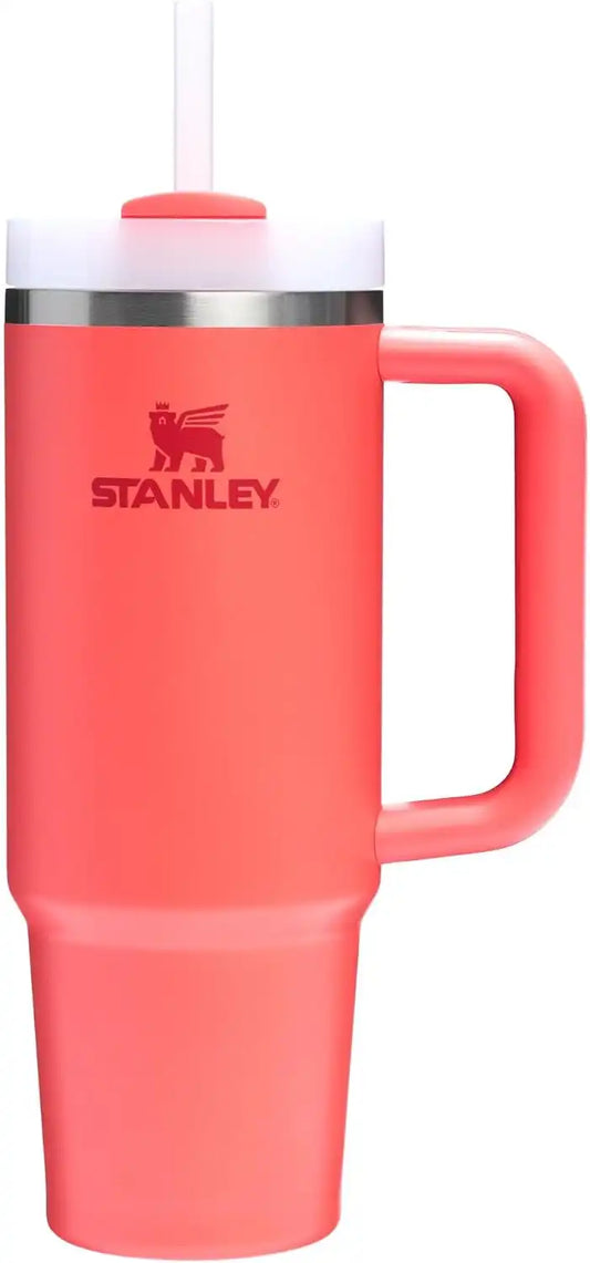Stanley Quencher H2.0 Tumbler with Handle and Straw 30 oz | Flowstate 3-Position Lid | Cup Holder Compatible for Travel | Insulated Stainless Steel Cup | BPA-Free | Hot Coral
