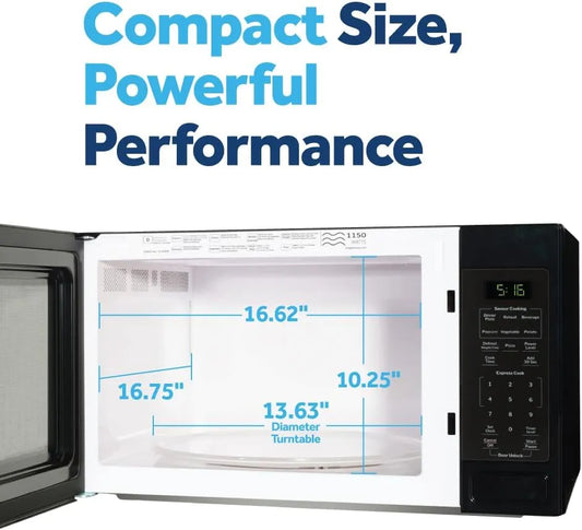 GE Countertop Microwave Oven, 1150 Watt, 1.6 Cu. Ft., Black, GCST16S1WBB