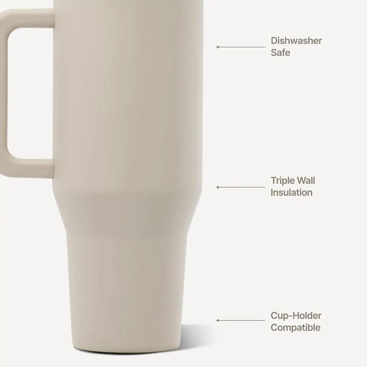 HydroJug Traveler 40oz, Insulated Water Bottle with Handle, Dune