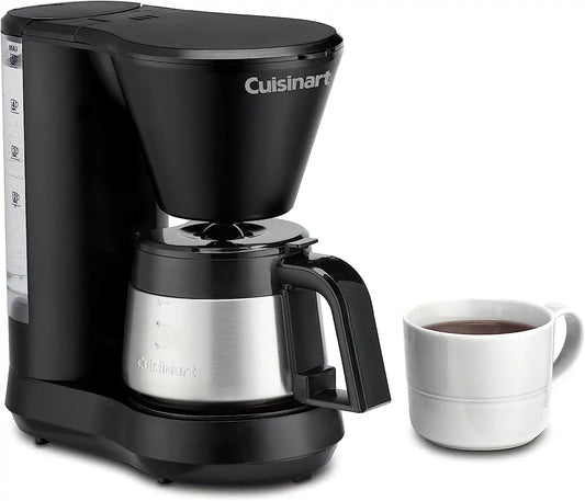 Cuisinart 5-Cup Coffee Maker with Stainless Steel Carafe, Coffee Machine with Removable Water Reservoir, Charcoal Water Filter, 30-Minute Keep Warm, and Brew Pause, DCC-5570NAS, Stainless Steel