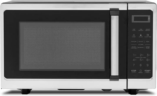 Smad Microwave Countertop Oven, 700W Small Microwaves, 0.7 Cu.Ft Mini Ovens Compact with 10 Power Levels, 6 Cooking Menus for Apartments, Dorm and Small Space Kitchen, Child Lock, Easy Clean, Black