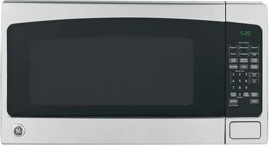 GE Countertop Microwave Oven,1, 200-watt Capacity, 2.0 Cubic Ft., 8 Auto Setting Cooking Settings, Child-Lock Technology, Kitchen Essentials for the Countertop, Dorm Room or Apartment, Stainless Steel