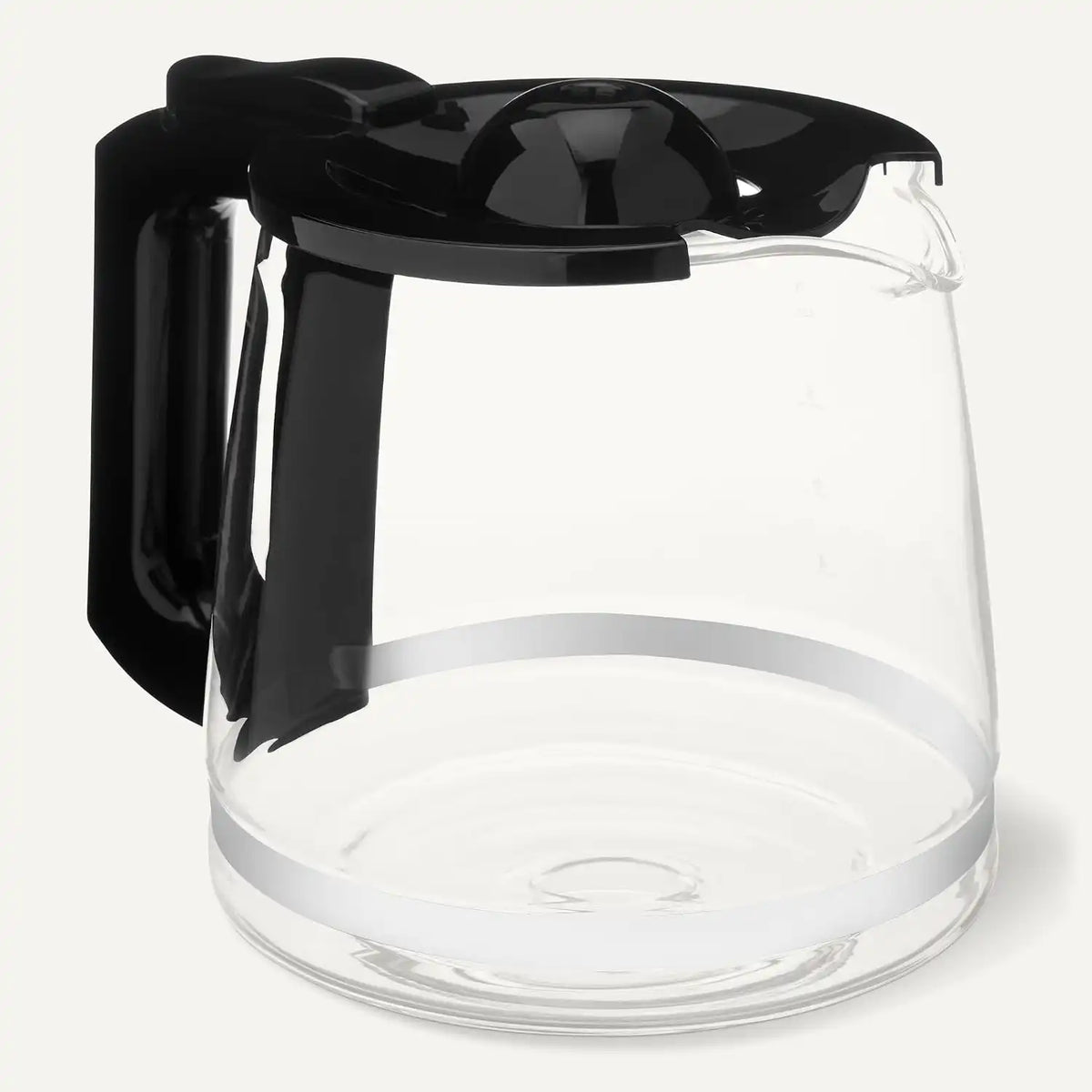Amazon Basics 12-Cup Glass Replacement Carafe for Coffee Maker, Comfort-Grip Handle, Dripless Spout, Black,Only for B0D9QDMK9X, B0D9QGF1WX