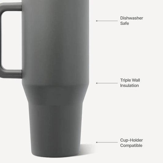 HydroJug Traveler 32oz, Insulated Water Bottle with Handle, Stone