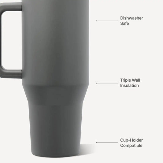 HydroJug Traveler 40oz, Insulated Water Bottle with Handle, Stone