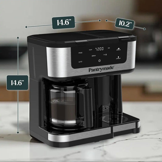 Pantrymade Dual Brew Coffee Maker, 12-Cup Drip & Single Serve K-Cup, Black