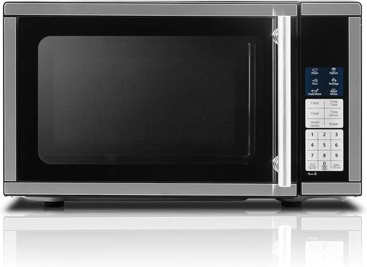 Smad 0.7 Cu.Ft Small Microwave, Countertop Microwave Oven with Removable Turntable, 6 Auto Menus and Child Lock, Mini Oven microondas for Apartments, Dorm and Kitchen, Stainless Steel, 700W