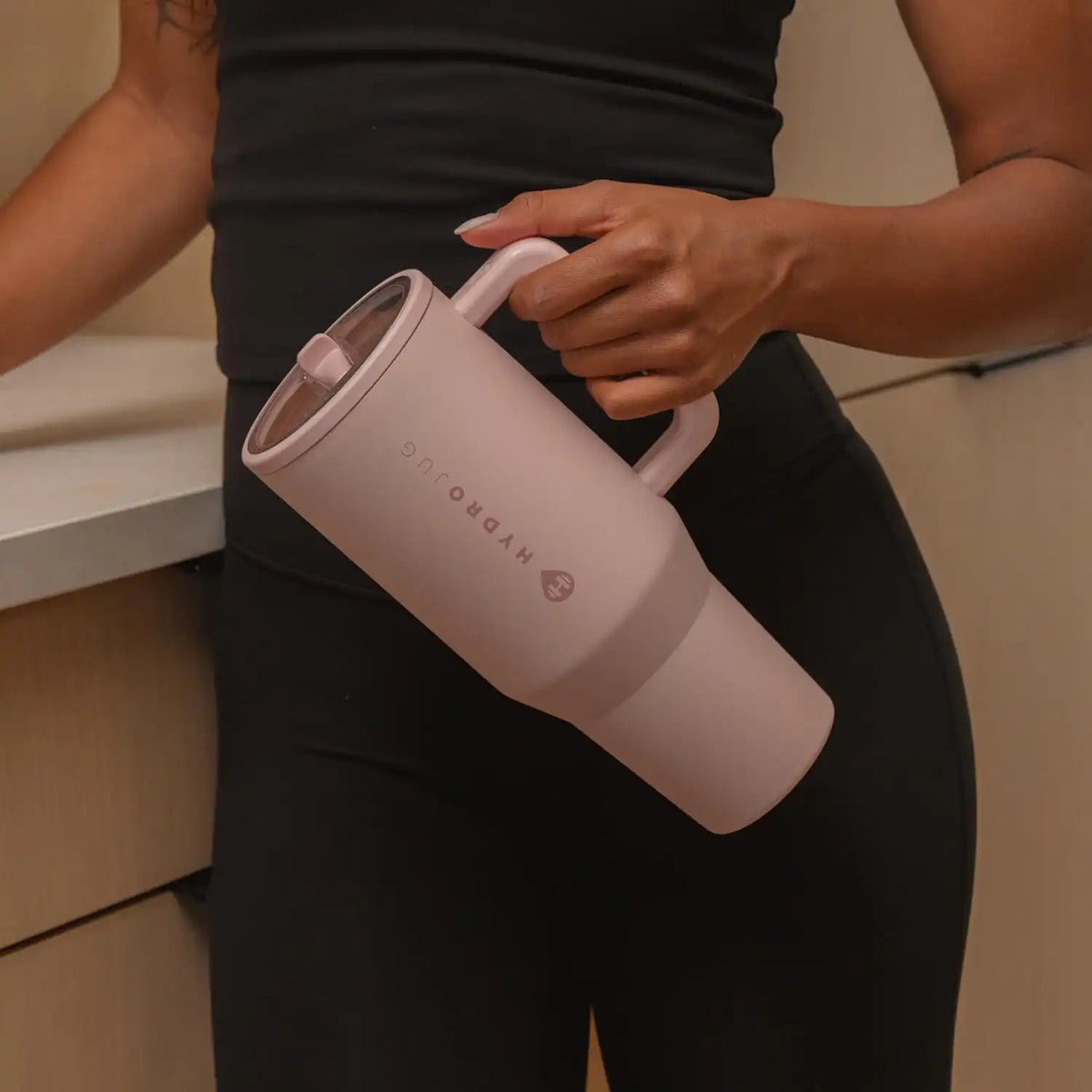 HydroJug Traveler 32oz, Insulated Water Bottle with Handle, Dusty Rose