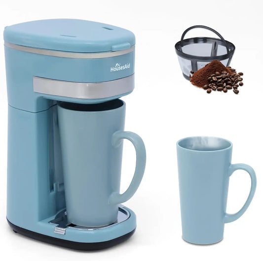 Single Serve Coffee Maker, 15oz Portable One Cup Coffee Brewer