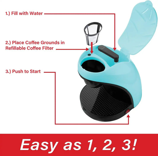 Brentwood TS-112BL Single-Serve Coffee Maker with Mug (Blue)