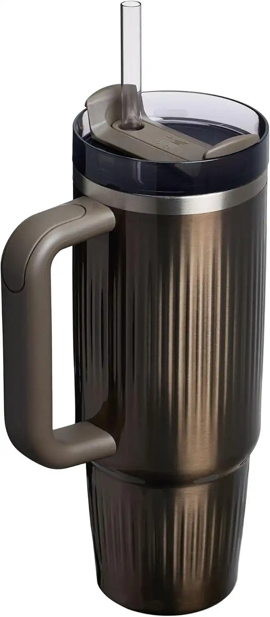 STANLEY Quencher H2.0 Tumbler with Handle and Straw 30 oz | Flowstate 3-Position Lid | Cup Holder Compatible for Travel | Insulated Stainless Steel Cup | BPA-Free | Fluted Gunmetal Shine