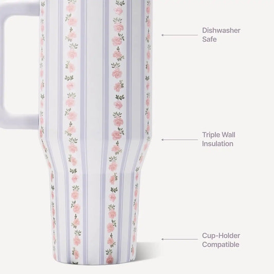HydroJug Traveler 40oz, Insulated Water Bottle with Handle, Primrose
