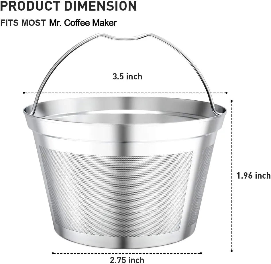 Reusable 4-5cup basket Replacement coffee filters- stainless steel Permanent coffee filter fits for Mr.coffee maker and brewer