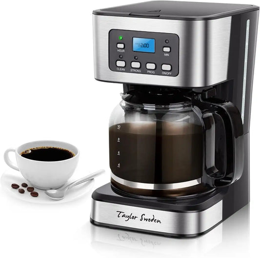 Taylor Swoden 12-Cup Programmable Coffee Maker, Black & Stainless Steel