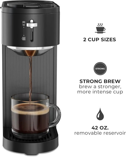 Kismile K-mini Single Serve Coffee Maker for K Cup and Ground Coffee - Dual Brew Coffee Machine,Adjustable 6oz-14oz Cup Size, Auto Clean & Shut Off, Compact Design for Home/Office (Matte Black)
