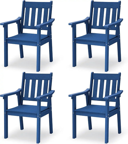 YEFU Patio Dining Chairs Set of 4, Weather Resistant HIPS, Blue