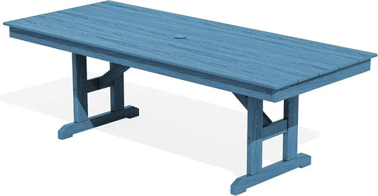 SERWALL Outdoor 84" HDPE Rectangular Dining Table for 6-8,All-Weather,Blue