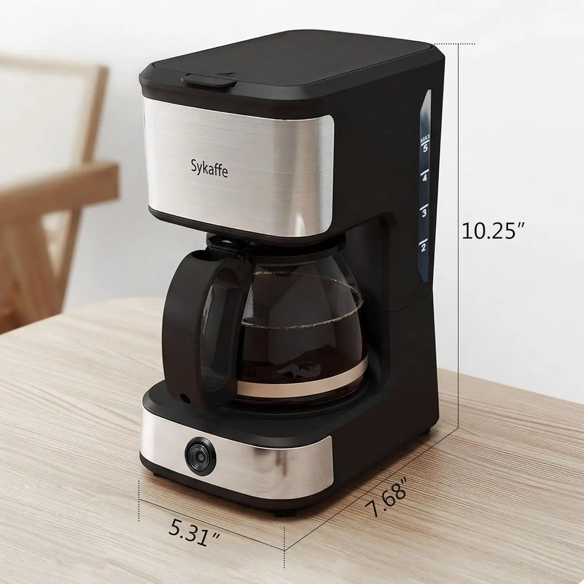 5 Cup Coffee Maker, Compact Machine with Reusable Filter, Keep Warm