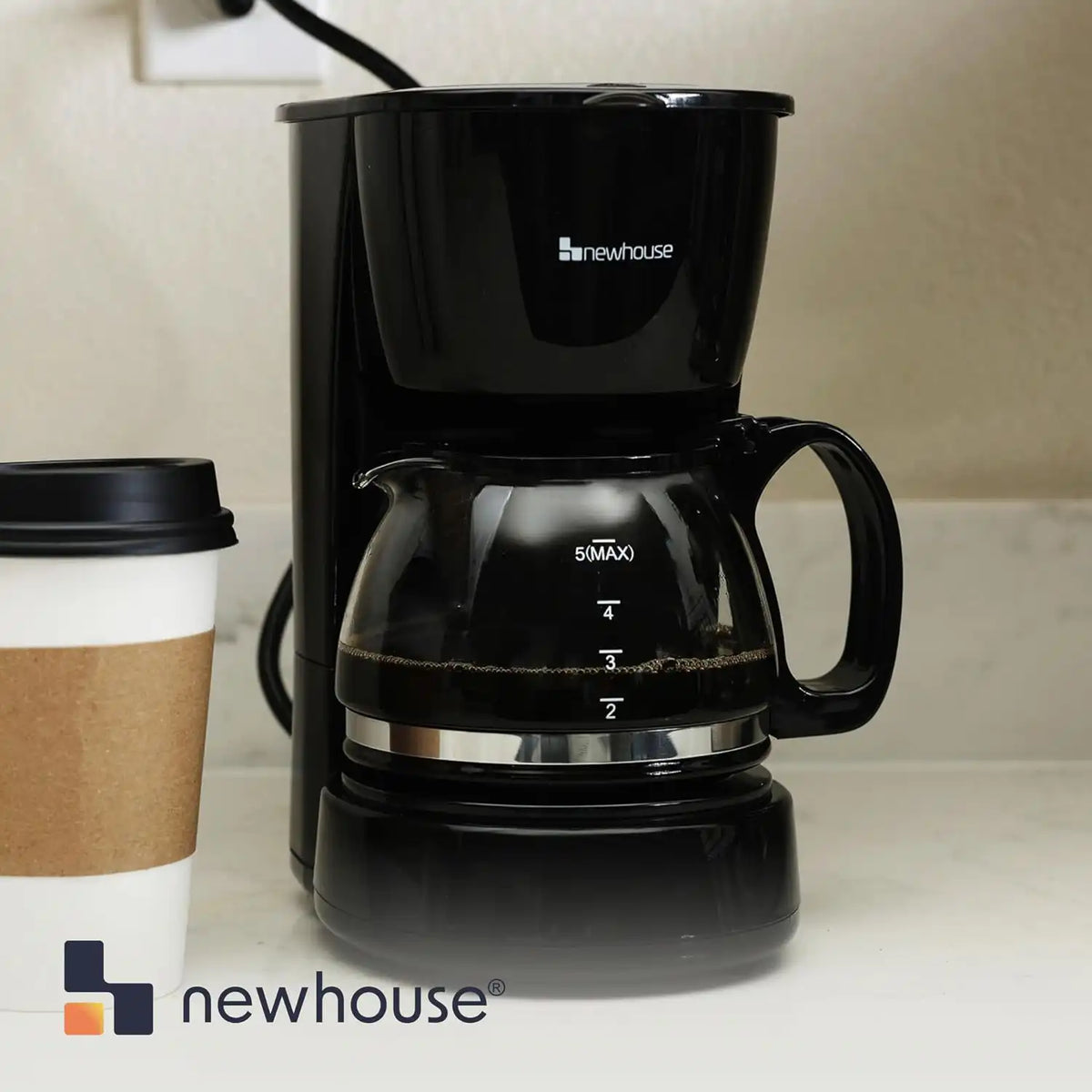 Newhouse Electric Coffee Machine NHCM-001-5, 5-Cup Coffee Maker with Auto Shut Off, Electric Pot with Metal Mesh Coffee Filter Basket, ETL Certified for Hospitality and Residential Use