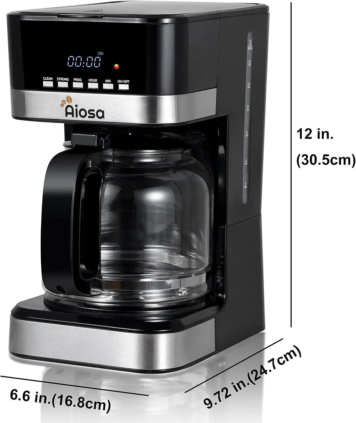 4-12 Cup Programmable Coffee Maker, Drip Coffee Machine, Can Keep Warm, With Glass Carafe, Regular & Strong Brew