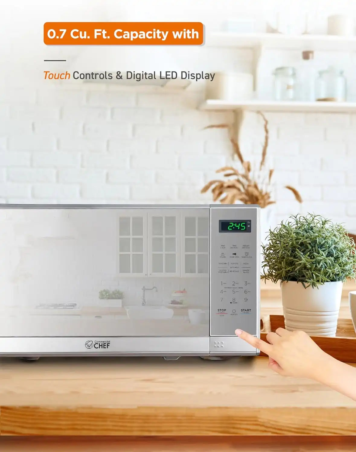 Commercial Chef 0.7 Cu. Ft. Countertop Microwave Oven, CHM7MS, Stainless