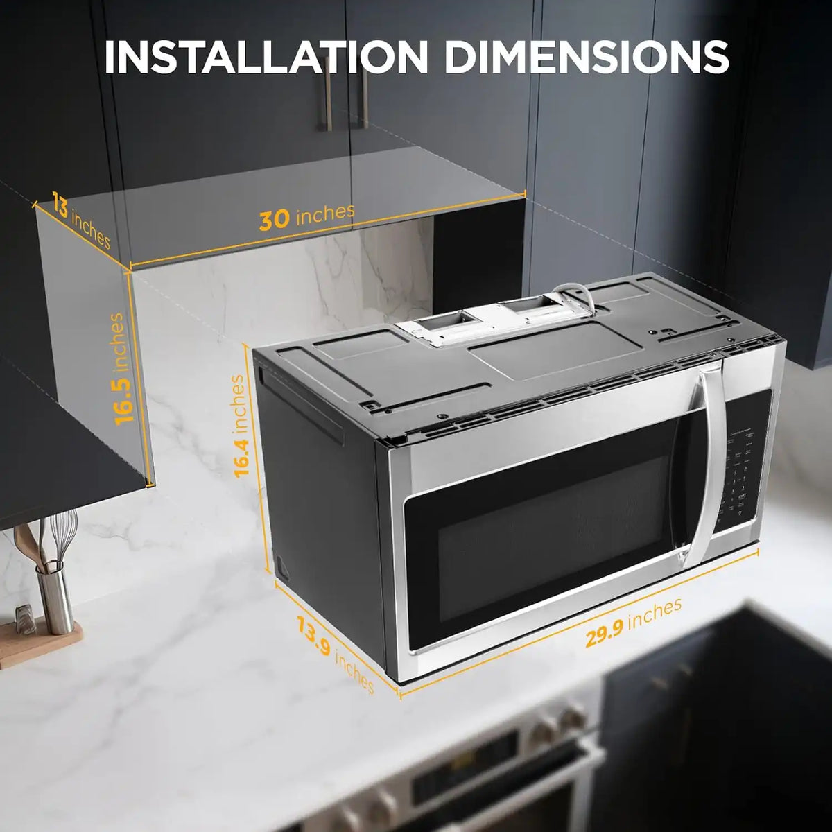 BLACK+DECKER Over-the-Range Microwave Oven with Air Fryer, 1.5 Cu.Ft, 900W