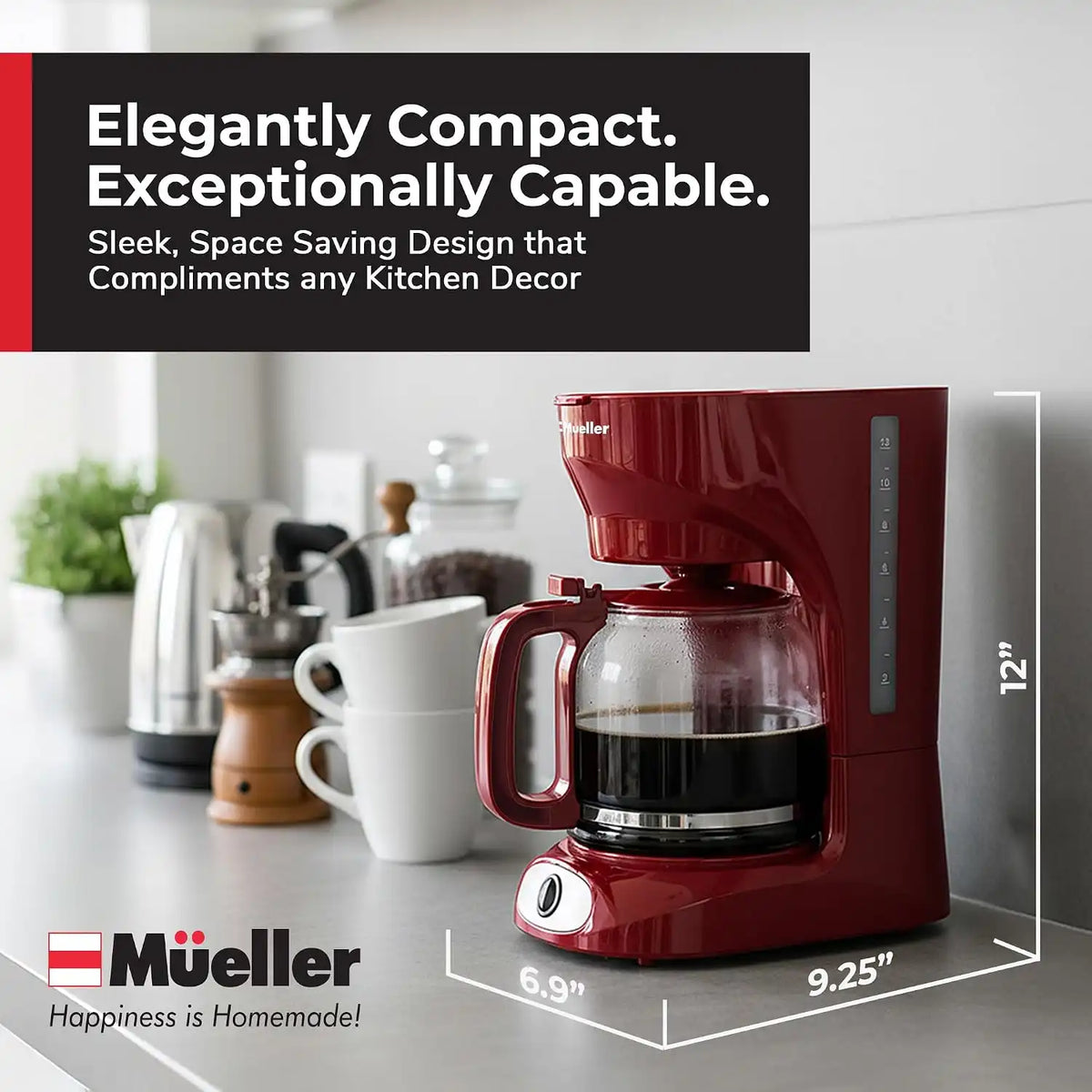 MUELLER HOME 12-Cup Red Coffee Maker
