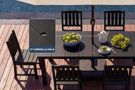 Perli™ 5-Piece Outdoor Dining Set, All-Weather HDPE Patio Furniture with 4 Armless Chairs and Rectangular Table, UV-Resistant 4-Person Set for Deck, Backyard, Black