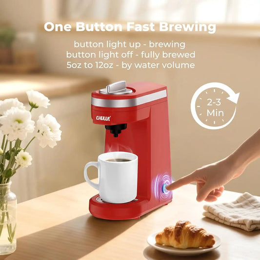 CHULUX Mini Single Cup Coffee Maker for K Pod, Perfect for Small Space, Red