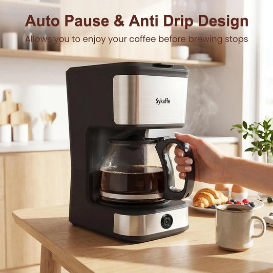 5 Cup Coffee Maker, Compact Machine with Reusable Filter, Keep Warm