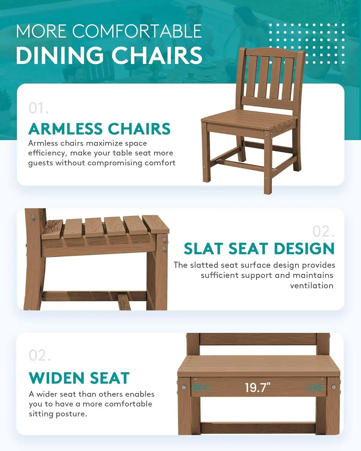 SERWALL Outdoor Patio Dining Set for 8, Brown