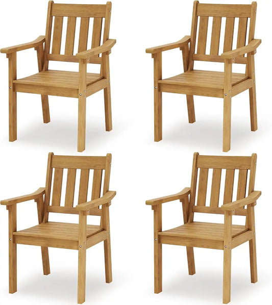 YEFU Patio Dining Chairs Set of 4, Weather Resistant HIPS, Teak