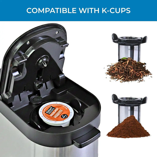 Kenmore Single Serve Cafetera, Hot & Iced Coffee Maker, 14 oz, Black
