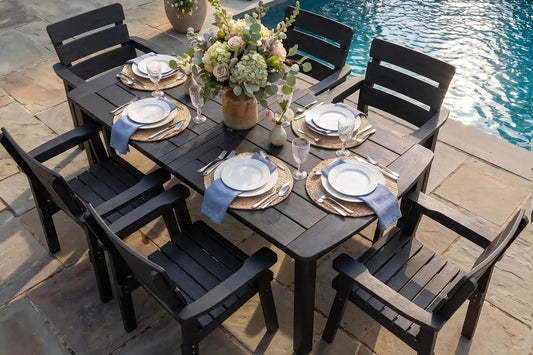 7-Piece Outdoor Dining Set, Patio Table & Chairs for 6, Black