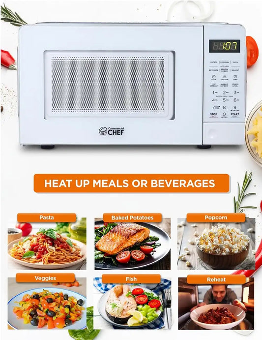 Commercial Chef 0.7 Cu. Ft. Countertop Microwave Oven, CHM770W, White