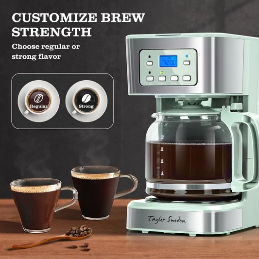 Taylor Swoden 12-Cup Programmable Coffee Maker, Green & Stainless Steel