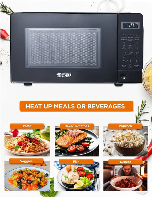 Commercial Chef 0.7 Cu. Ft. Countertop Microwave Oven, CHM770B, Black