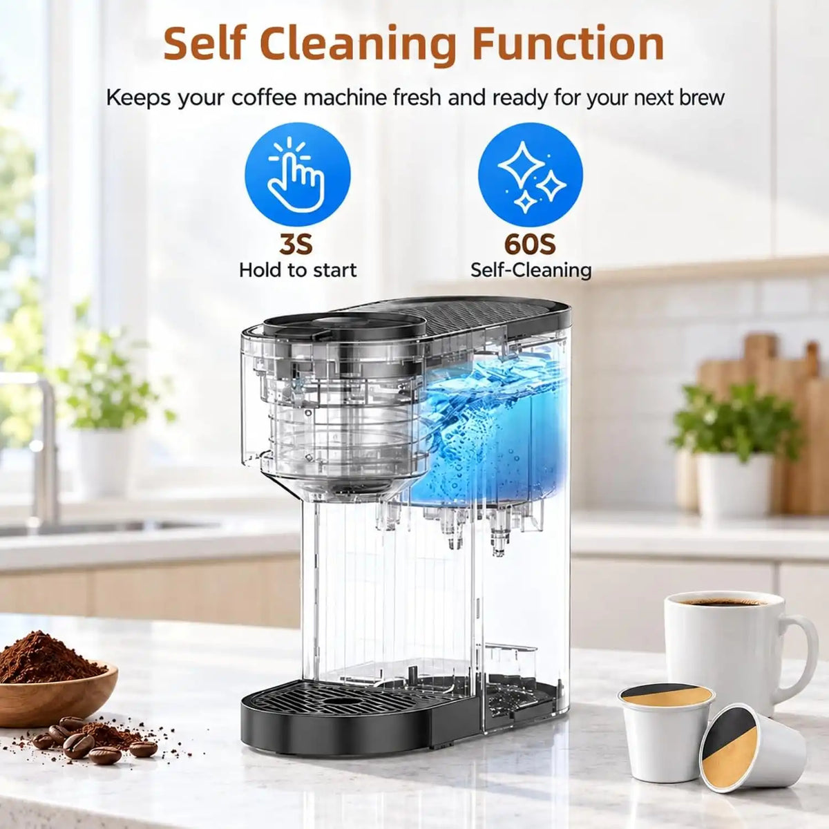 COWSAR Single Serve Coffee Maker, 2 in 1 Coffee Brewer for K-CUP Pod & Ground Coffee, 6-14 Oz Adjustable Brew Sizes, Self-cleaning Compact Coffee Machine for Home Office Travel