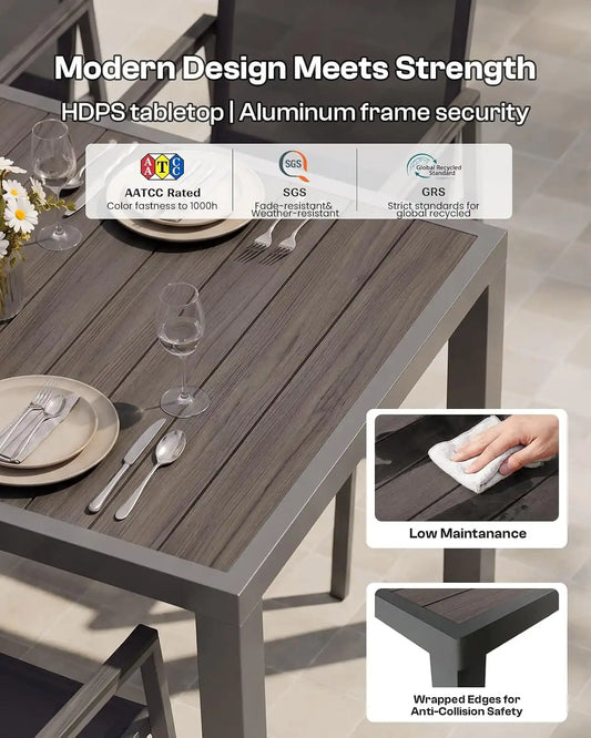 Outdoor Dining Set for 10, Aluminum Patio Table and Chairs Set, 12-Piece All Weather Patio Dining Furniture Set with Umbrella Hole for Backyard, Deck, Poolside (Charcoal)