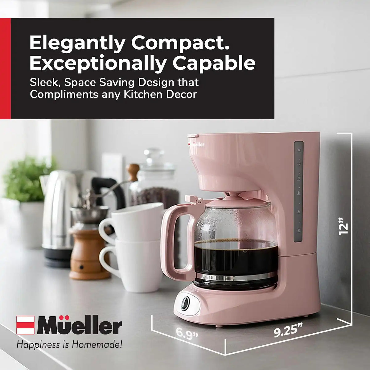 MUELLER HOME 12-Cup Pink Coffee Maker