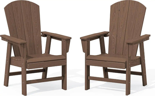 SERWALL Outdoor Adirondack Dining Chair Set of 2, All Weather HDPE, Brown