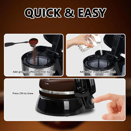 5 Cup Compact Coffee Maker,0.75L Small Drip Coffee Machine