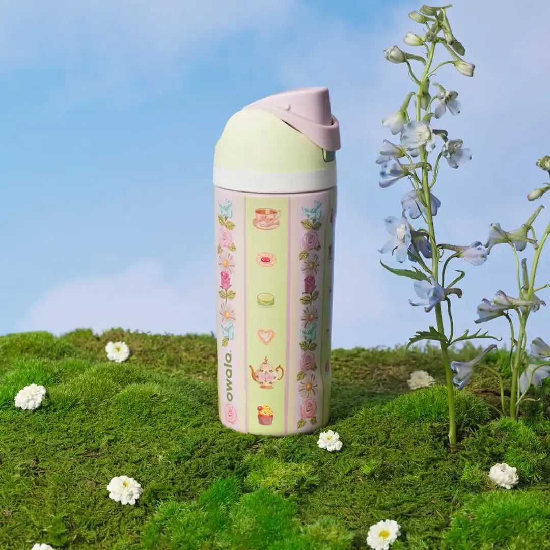 Owala FreeSip Kids Stainless Steel Water Bottle 16 oz Pretty Polite