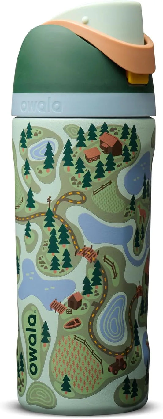 Owala FreeSip Kids Stainless Steel Water Bottle 16 oz Trail On