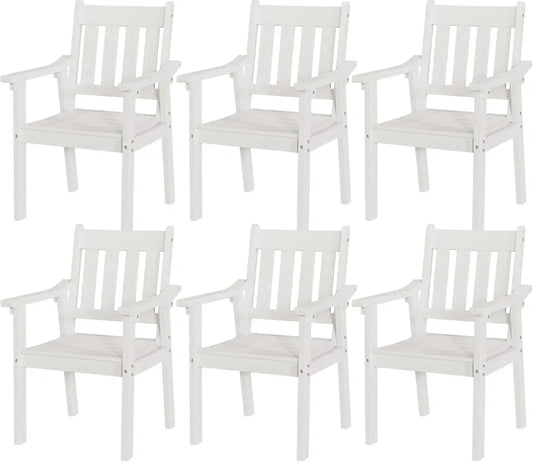 YEFU Patio Dining Chairs Set of 6, Weather Resistant HIPS, White