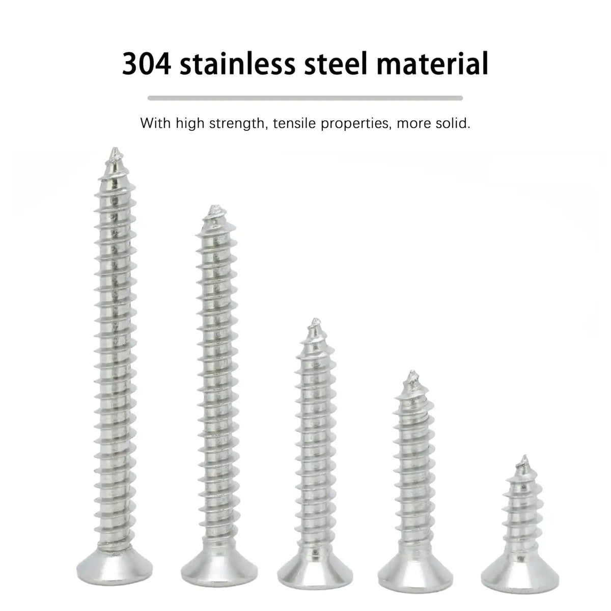 #8 × 1/2" Flat Head Phillips Wood Screw,Flat Head Self Tapping Screw Sheet Metal Screws Wood Screws, Stainless Steel 304 (18-8), 8 × 1/2-Inch, 200Pcs