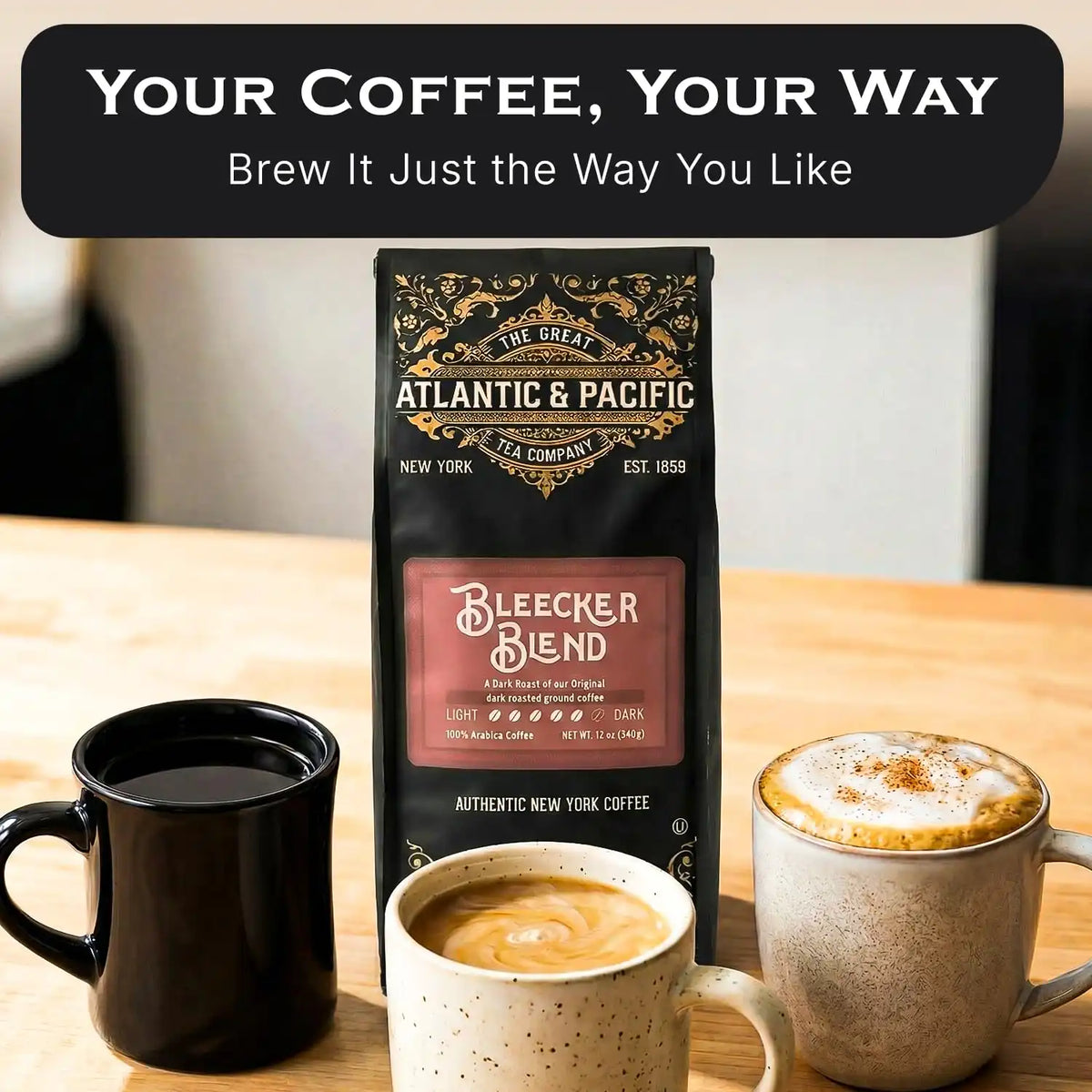 A&P Bleecker Blend Dark Roast Ground Coffee, 100% Arabica, 12 oz